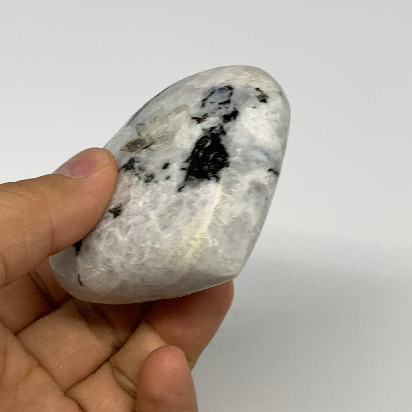 150.5g, 2.5"x2.7"x1", Rainbow Moonstone Heart Crystal Gemstone @India, B29756