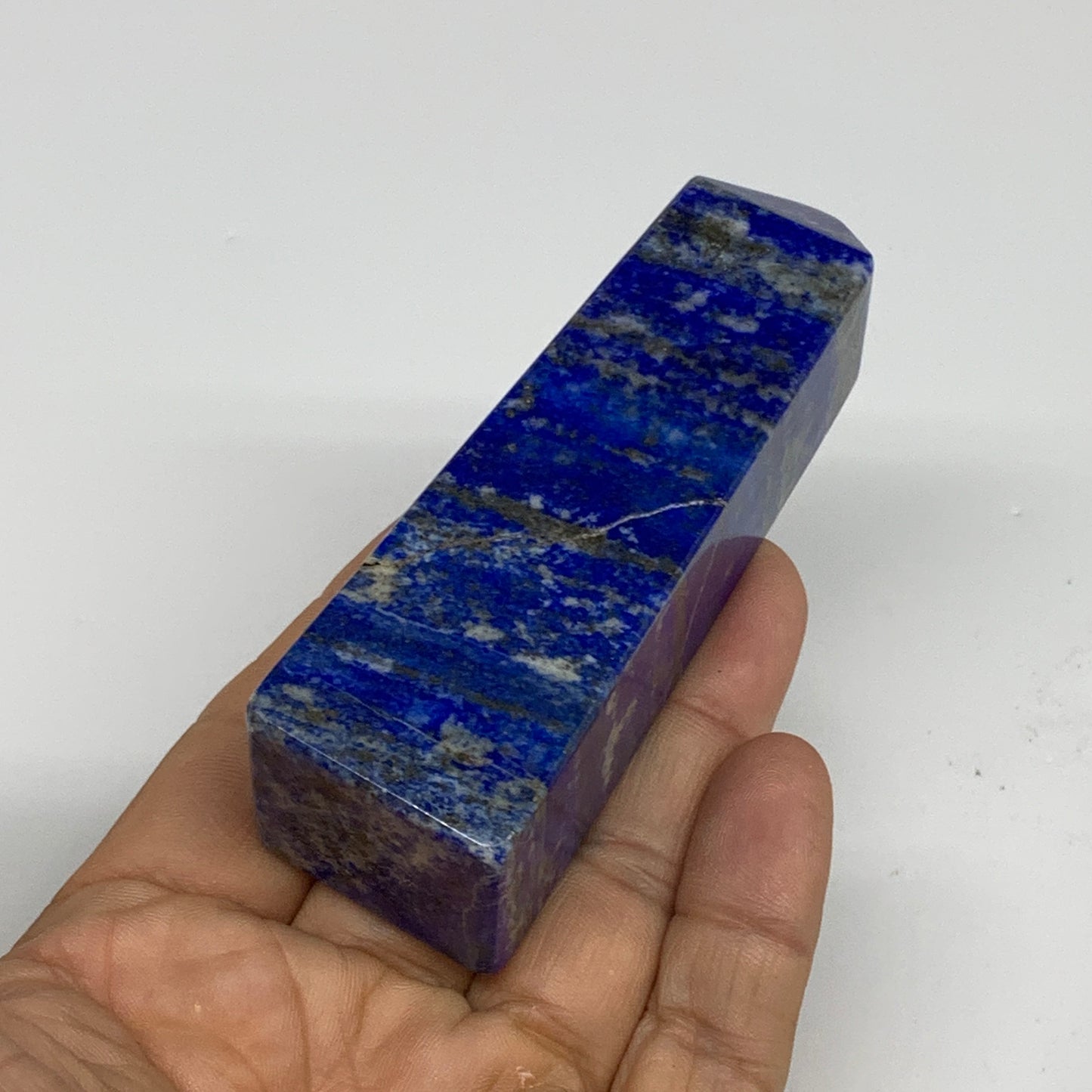 170.1g, 3.5"x1.1"x1.1", Natural Lapis Lazuli Tower Point Obelisk Afghanistan,B30
