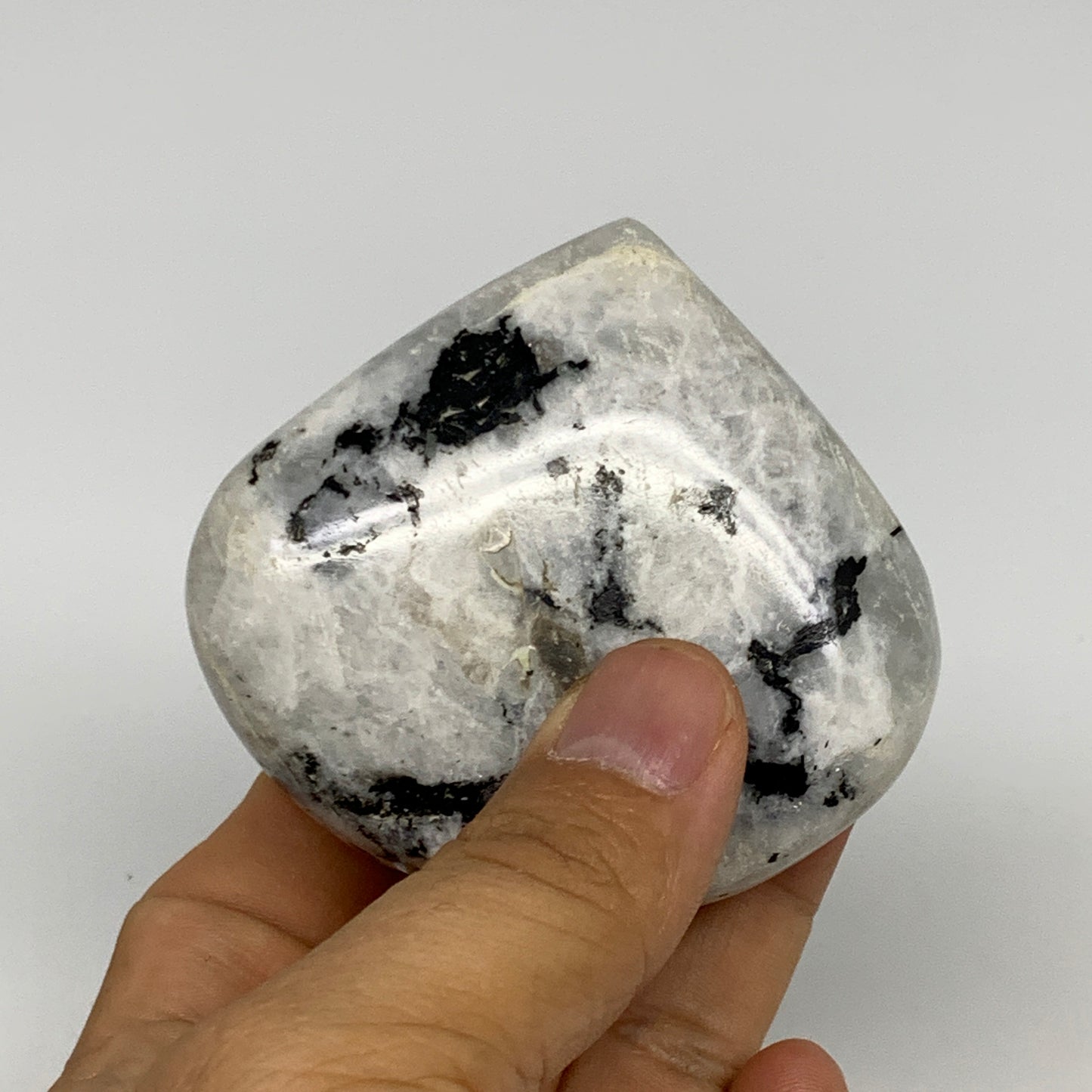 150.5g, 2.5"x2.7"x1", Rainbow Moonstone Heart Crystal Gemstone @India, B29756