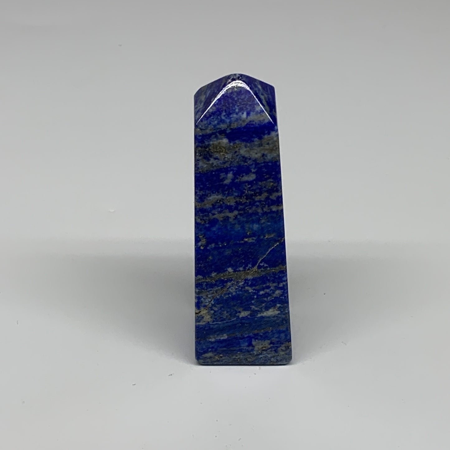 170.1g, 3.5"x1.1"x1.1", Natural Lapis Lazuli Tower Point Obelisk Afghanistan,B30
