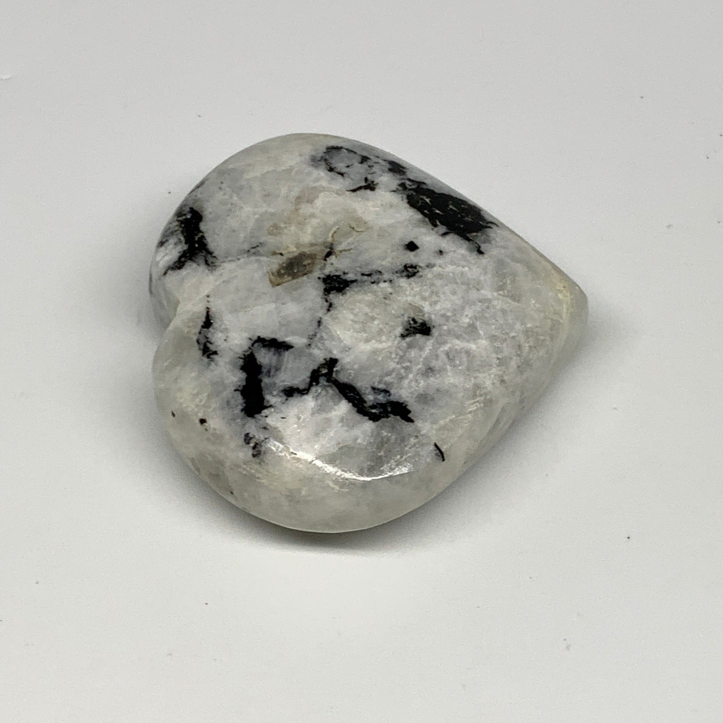 150.5g, 2.5"x2.7"x1", Rainbow Moonstone Heart Crystal Gemstone @India, B29756