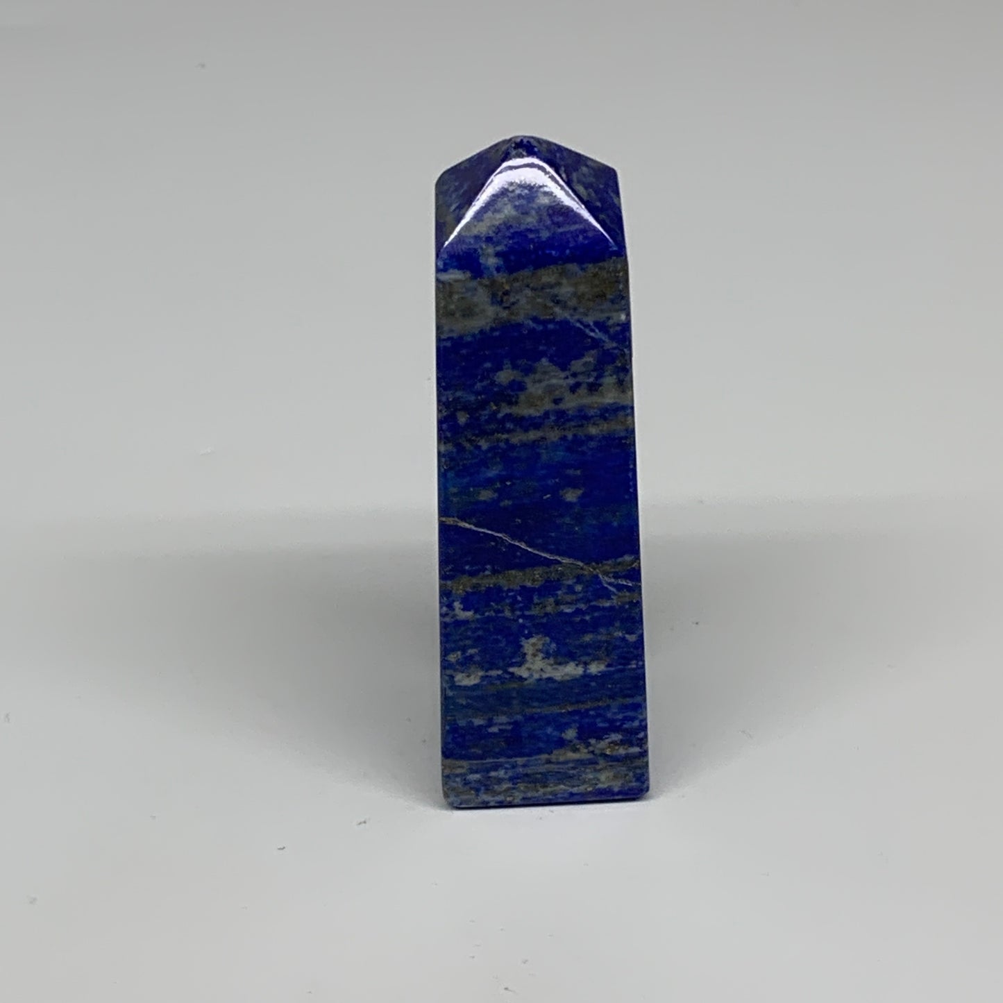 170.1g, 3.5"x1.1"x1.1", Natural Lapis Lazuli Tower Point Obelisk Afghanistan,B30