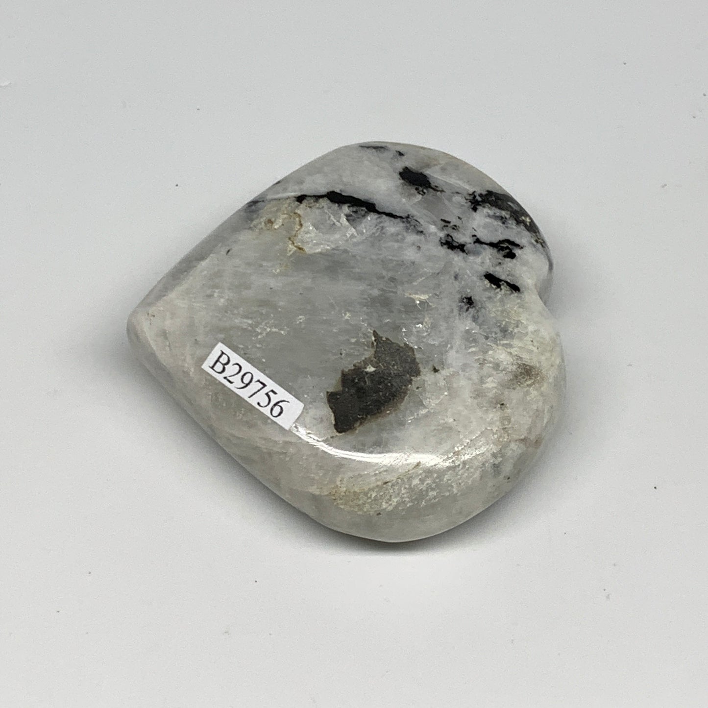 150.5g, 2.5"x2.7"x1", Rainbow Moonstone Heart Crystal Gemstone @India, B29756