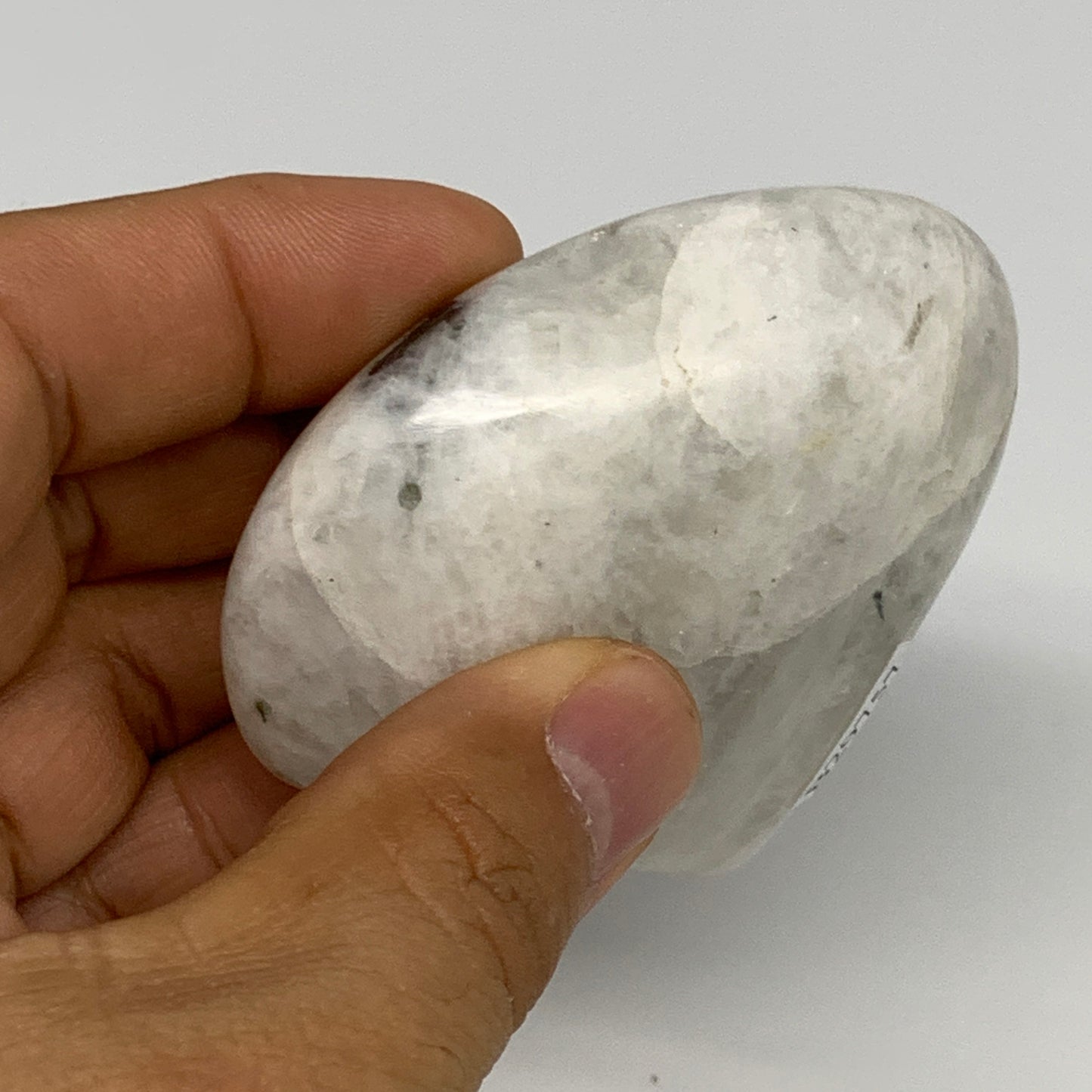 132g, 2.4"x2.6"x0.9", Rainbow Moonstone Heart Crystal Gemstone @India, B29757