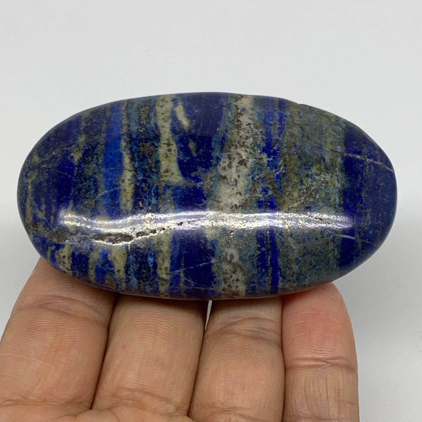 122.9g, 3"x1.8"x0.8", Natural Lapis Lazuli Palm Stone @Afghanistan, B36822