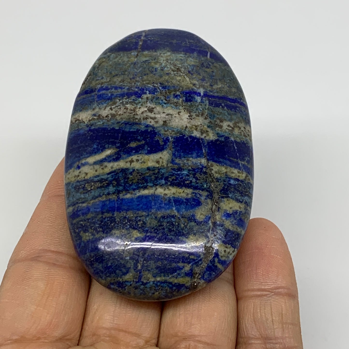122.9g, 3"x1.8"x0.8", Natural Lapis Lazuli Palm Stone @Afghanistan, B36822