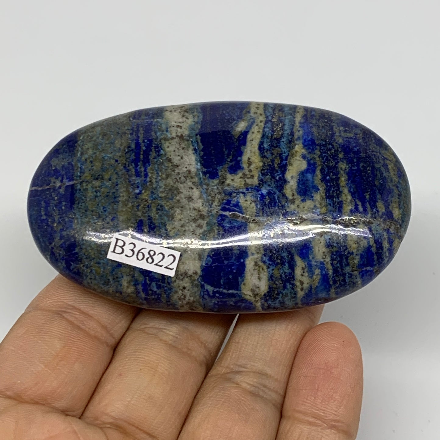 122.9g, 3"x1.8"x0.8", Natural Lapis Lazuli Palm Stone @Afghanistan, B36822