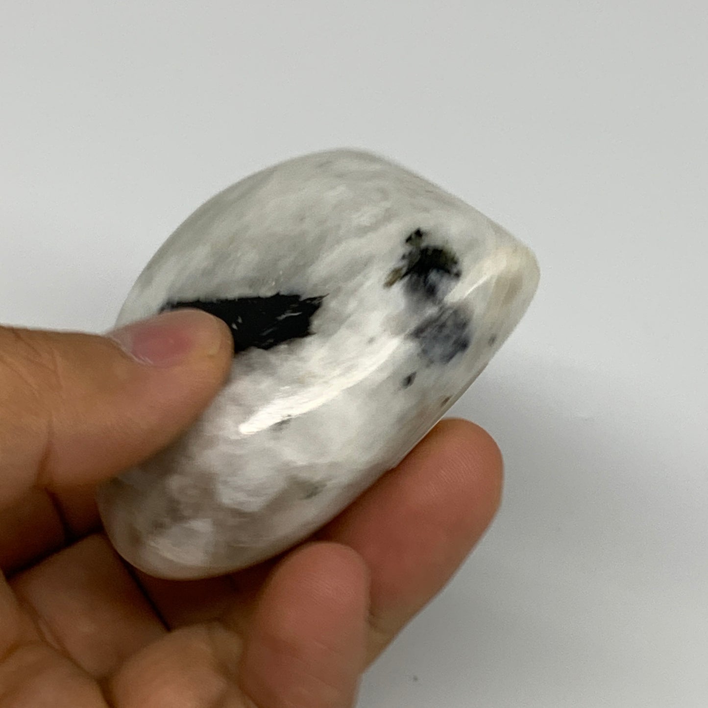 132g, 2.4"x2.6"x0.9", Rainbow Moonstone Heart Crystal Gemstone @India, B29757