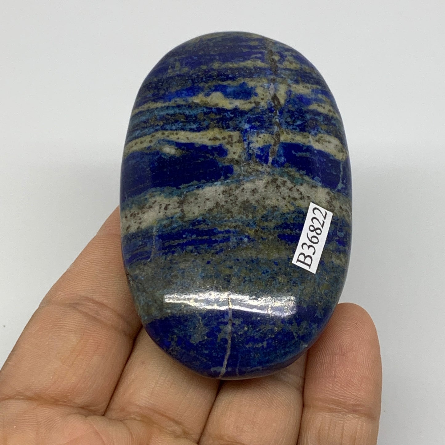 122.9g, 3"x1.8"x0.8", Natural Lapis Lazuli Palm Stone @Afghanistan, B36822