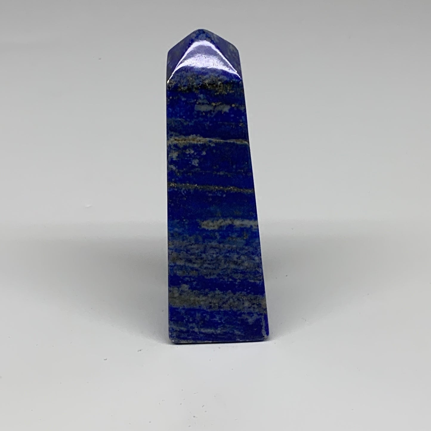 209.2g, 3.9"x1.2"x1.2", Natural Lapis Lazuli Tower Point Obelisk Afghanistan,B30