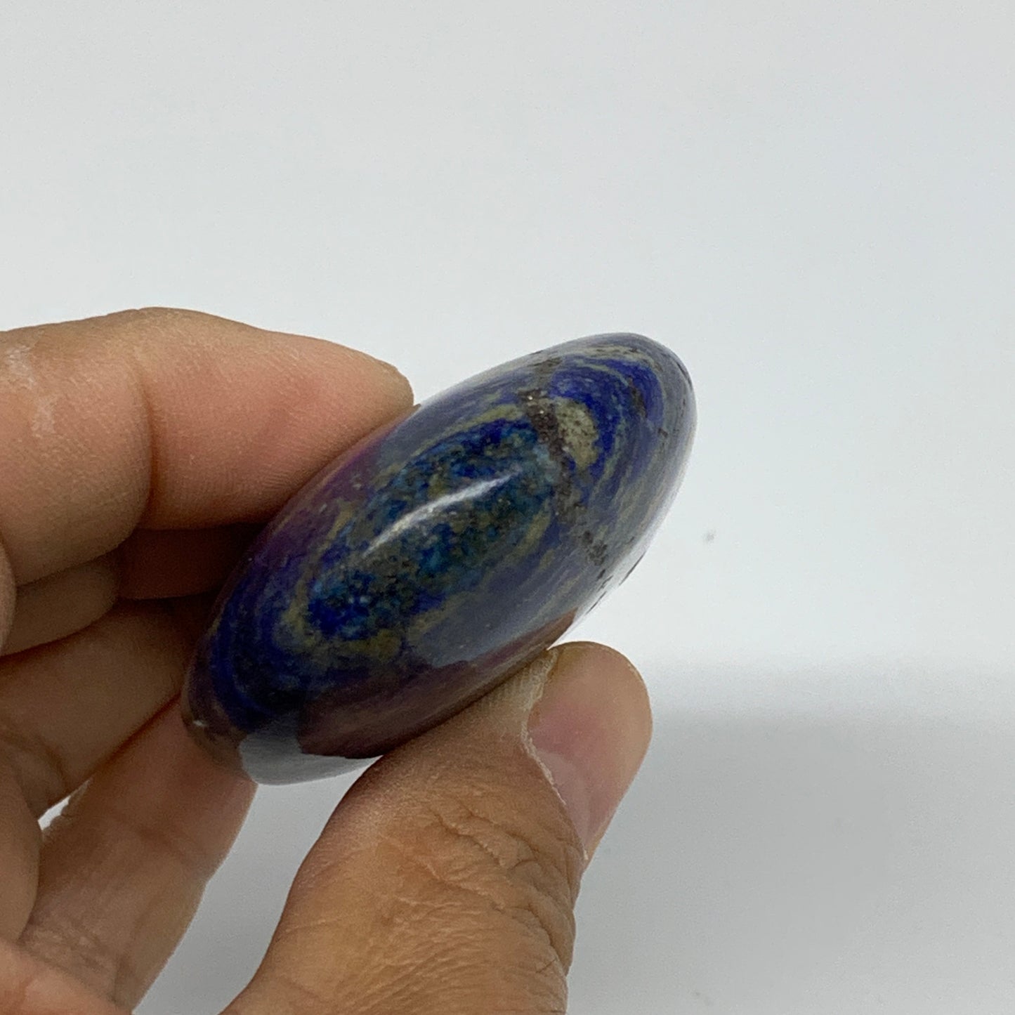 122.9g, 3"x1.8"x0.8", Natural Lapis Lazuli Palm Stone @Afghanistan, B36822