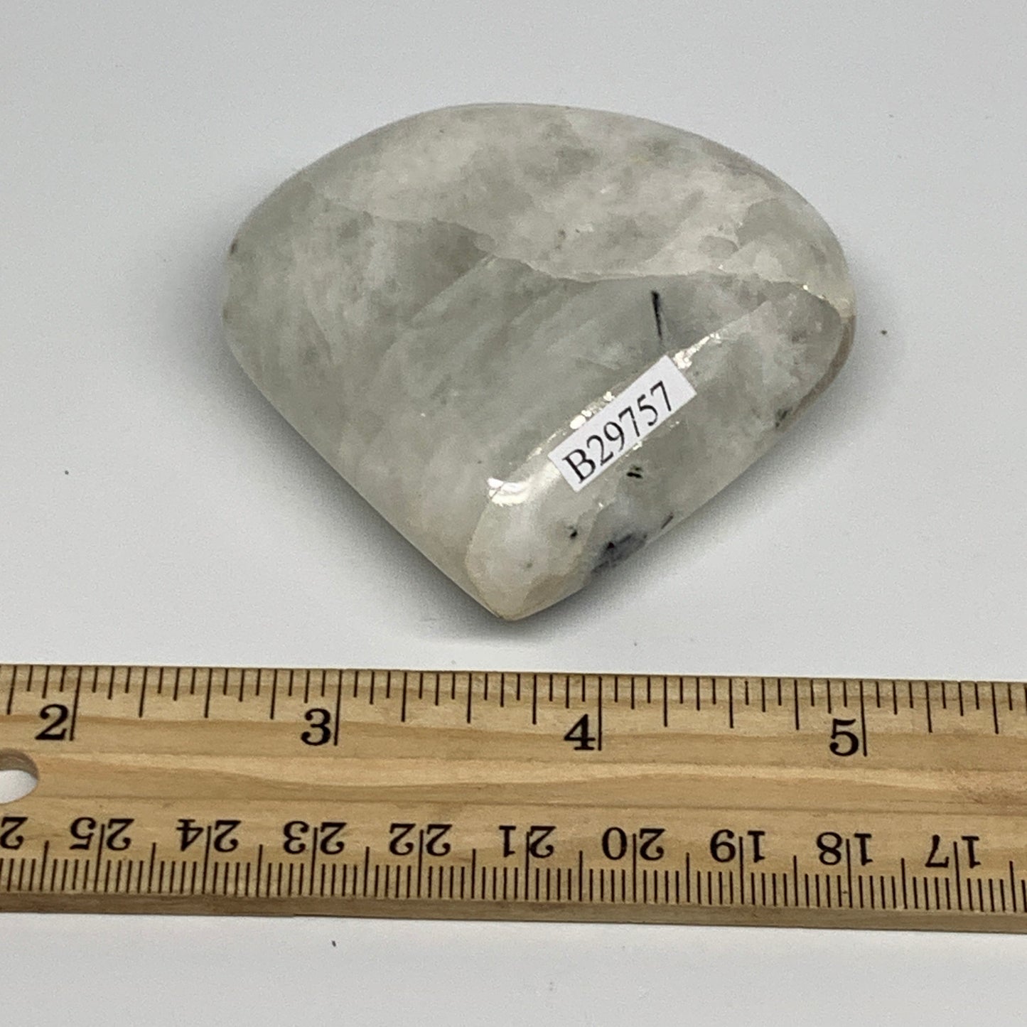 132g, 2.4"x2.6"x0.9", Rainbow Moonstone Heart Crystal Gemstone @India, B29757