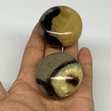 175g, 1.8"-1.8", 2pcs, Septarian Nodule Palm-Stone Polished Reiki Crystal, B2826