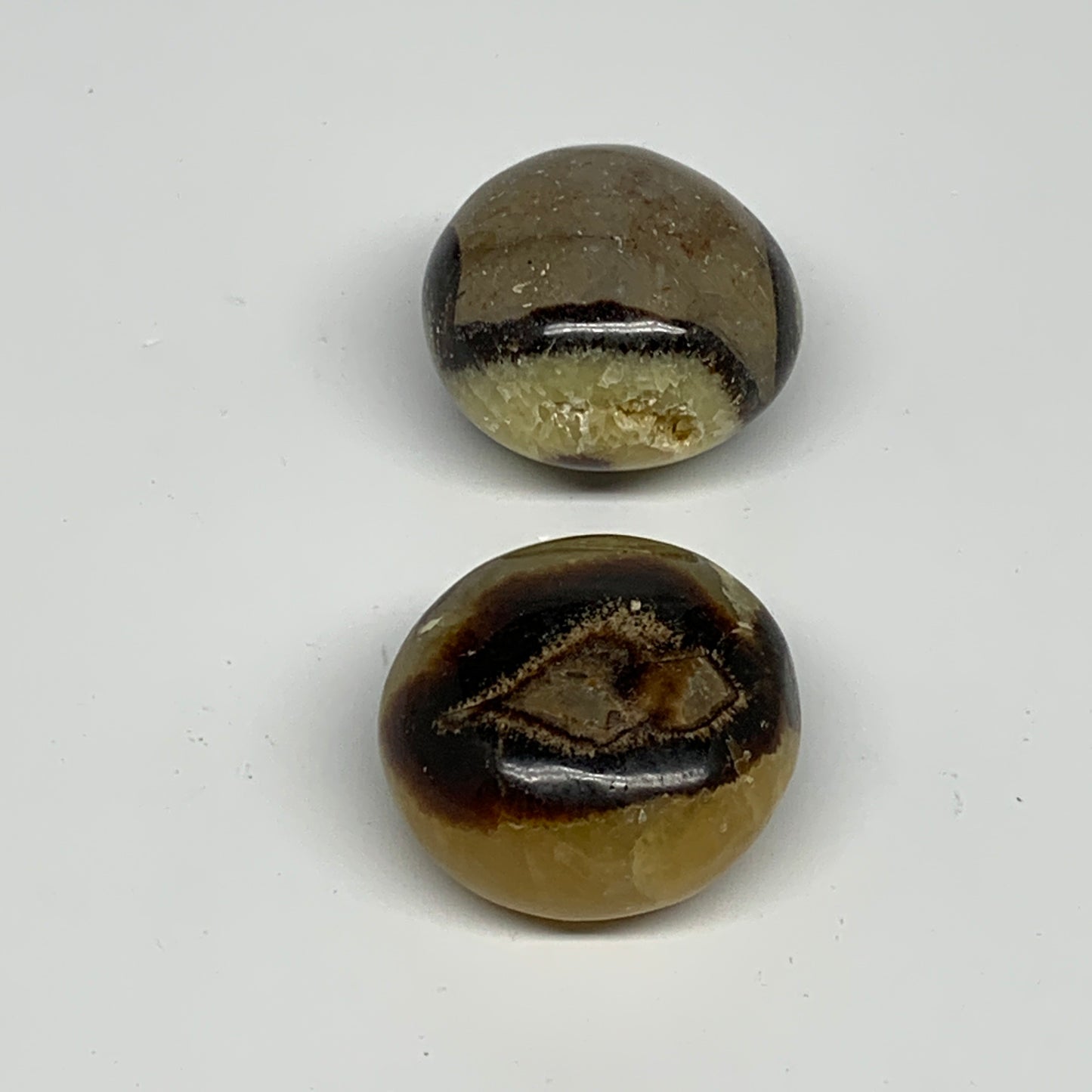 175g, 1.8"-1.8", 2pcs, Septarian Nodule Palm-Stone Polished Reiki Crystal, B2826
