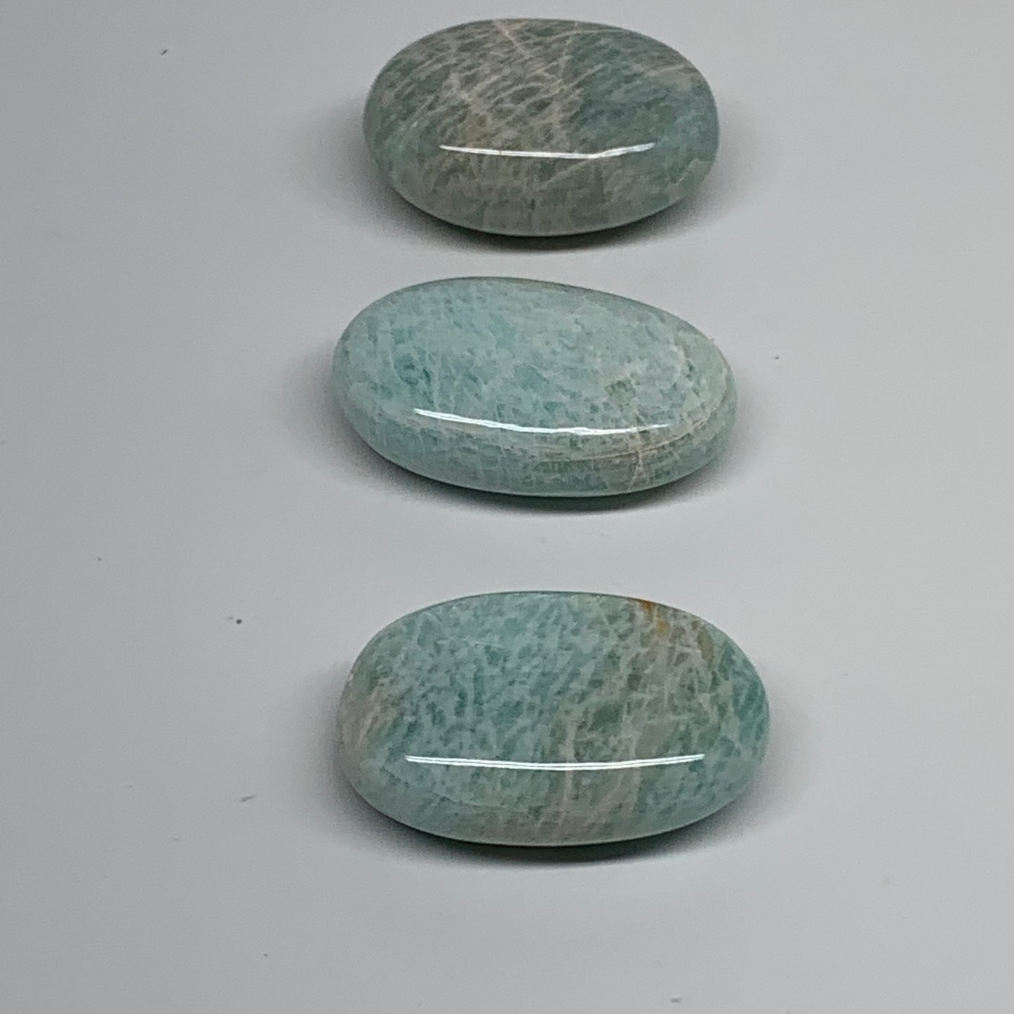 161.1g, 2"-2.1", 3pcs, Natural Amazonite Palm-Stone Tumbled Polished, B34672