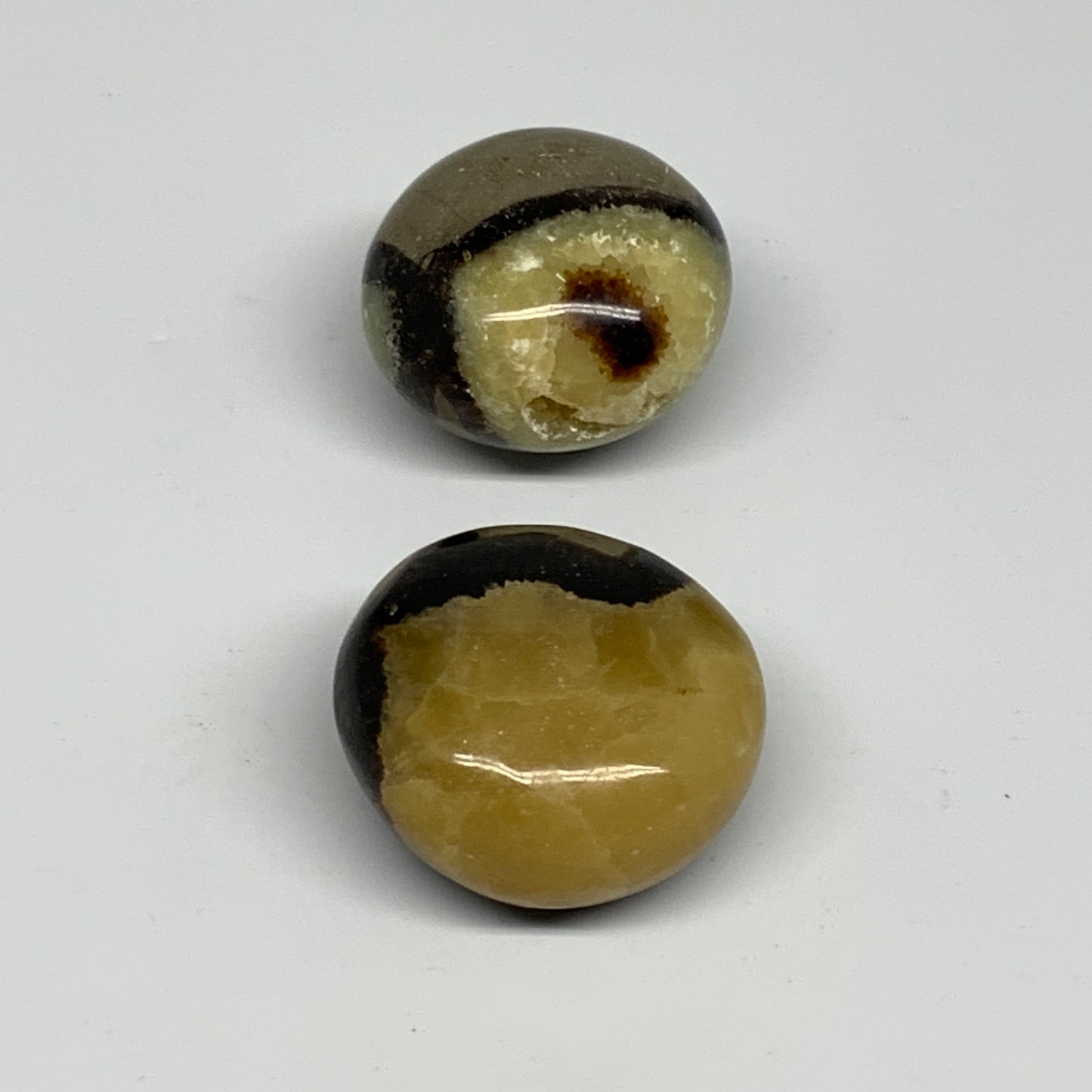 175g, 1.8"-1.8", 2pcs, Septarian Nodule Palm-Stone Polished Reiki Crystal, B2826