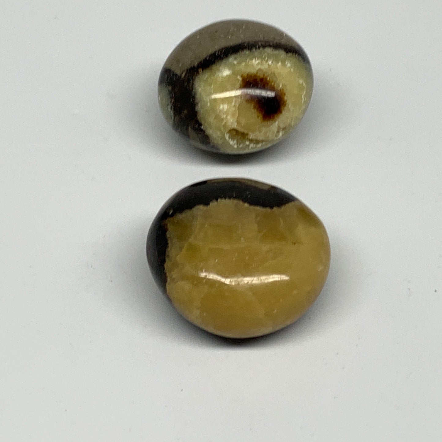 175g, 1.8"-1.8", 2pcs, Septarian Nodule Palm-Stone Polished Reiki Crystal, B2826