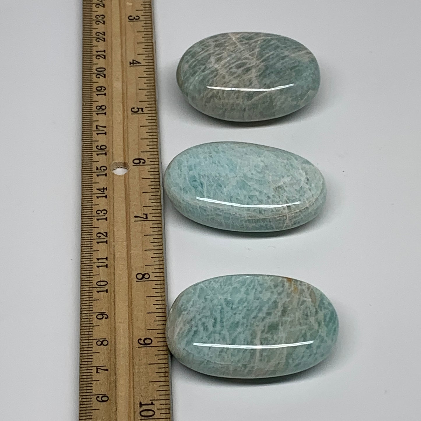 161.1g, 2"-2.1", 3pcs, Natural Amazonite Palm-Stone Tumbled Polished, B34672
