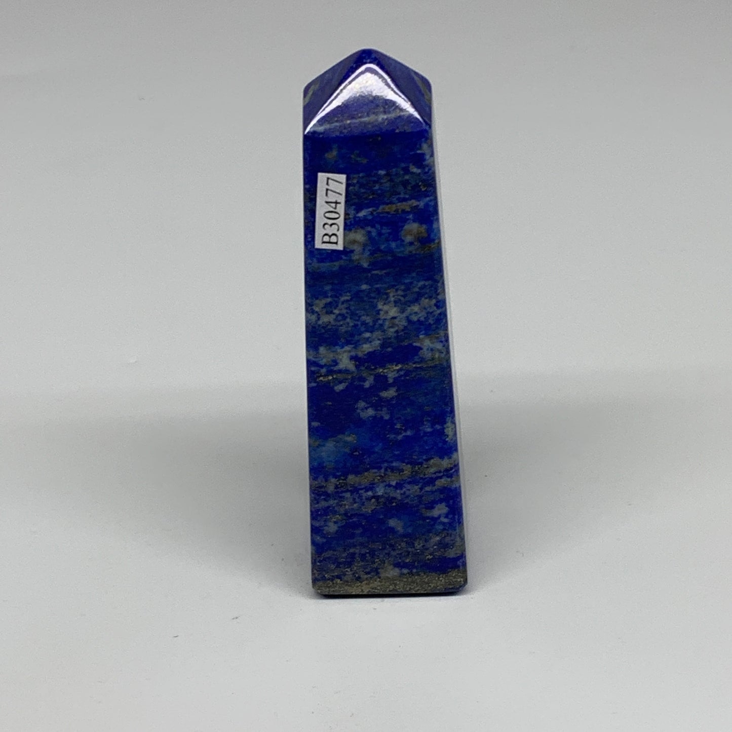 187.6g, 3.9"x1.1"x1.1", Natural Lapis Lazuli Tower Point Obelisk Afghanistan,B30