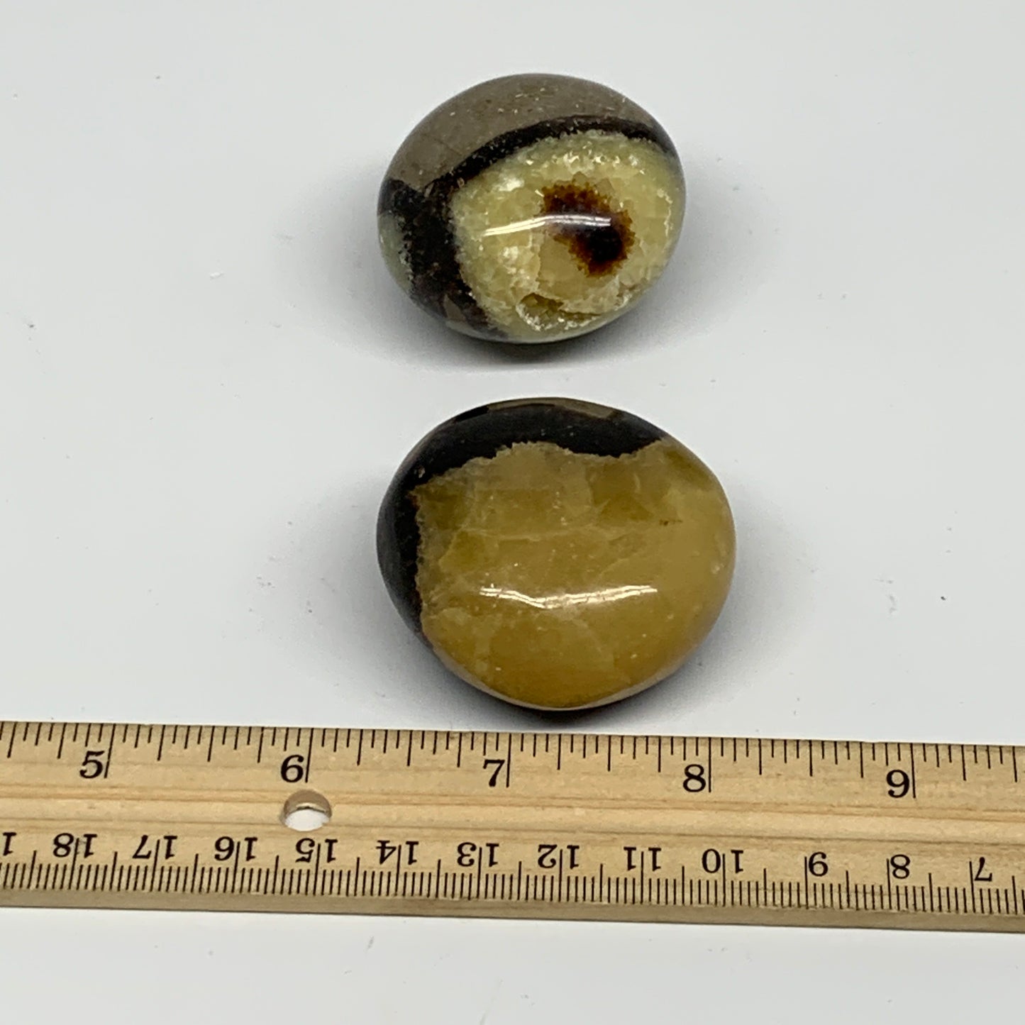 175g, 1.8"-1.8", 2pcs, Septarian Nodule Palm-Stone Polished Reiki Crystal, B2826