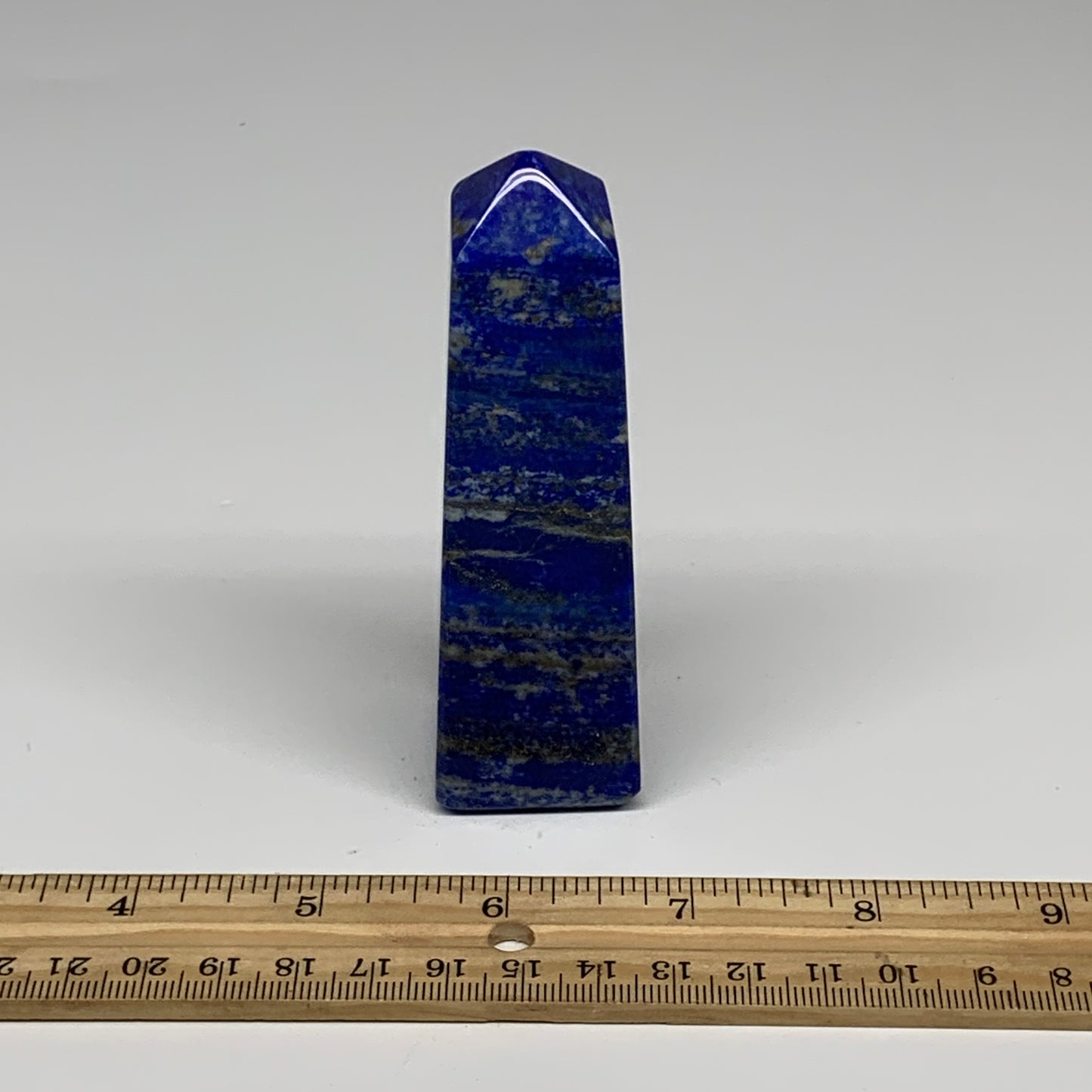 187.6g, 3.9"x1.1"x1.1", Natural Lapis Lazuli Tower Point Obelisk Afghanistan,B30