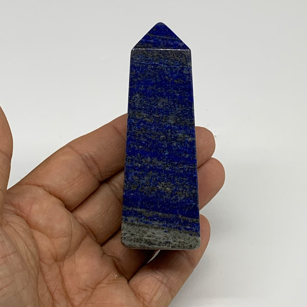 152.3g, 3.2"x1.1"x1.1", Natural Lapis Lazuli Tower Point Obelisk Afghanistan,B30