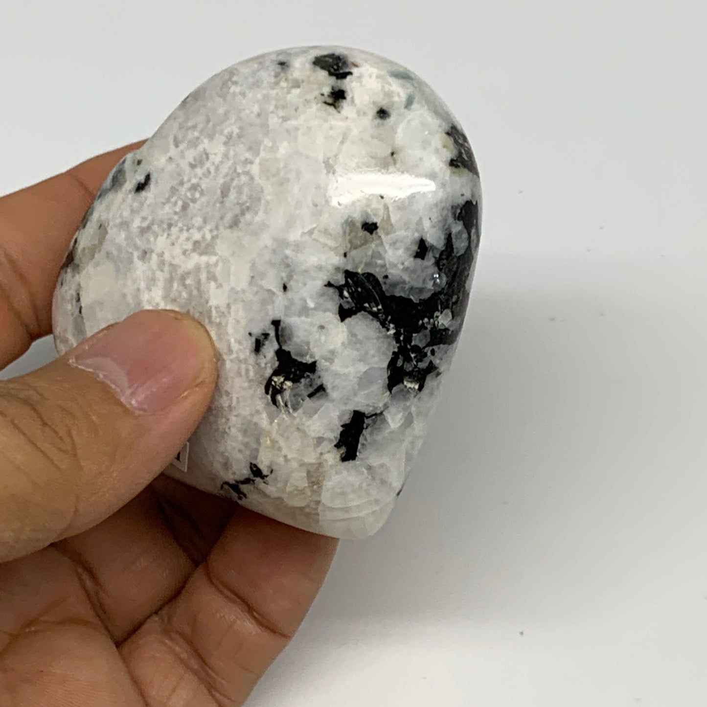 146.5g, 2.3"x2.6"x1", Rainbow Moonstone Heart Crystal Gemstone @India, B29759