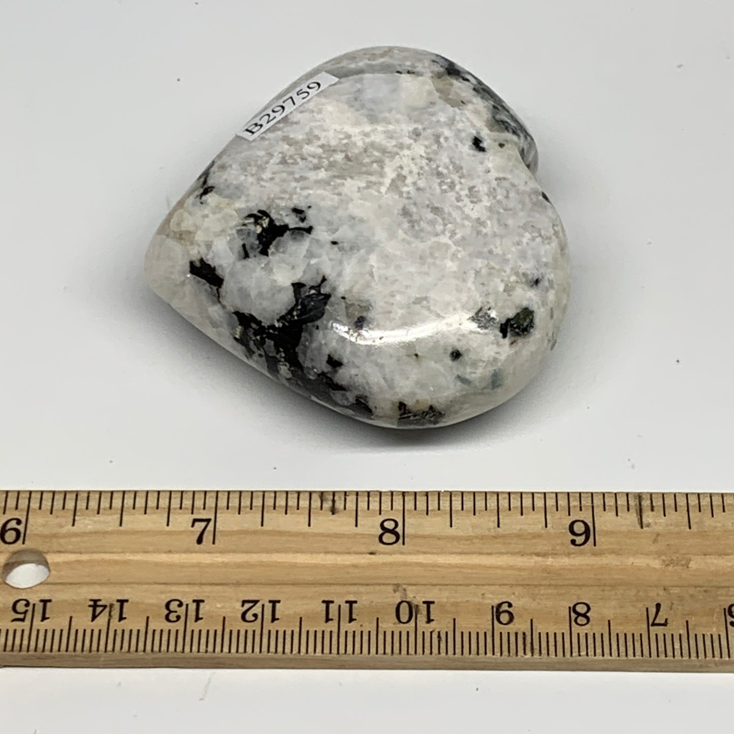 146.5g, 2.3"x2.6"x1", Rainbow Moonstone Heart Crystal Gemstone @India, B29759