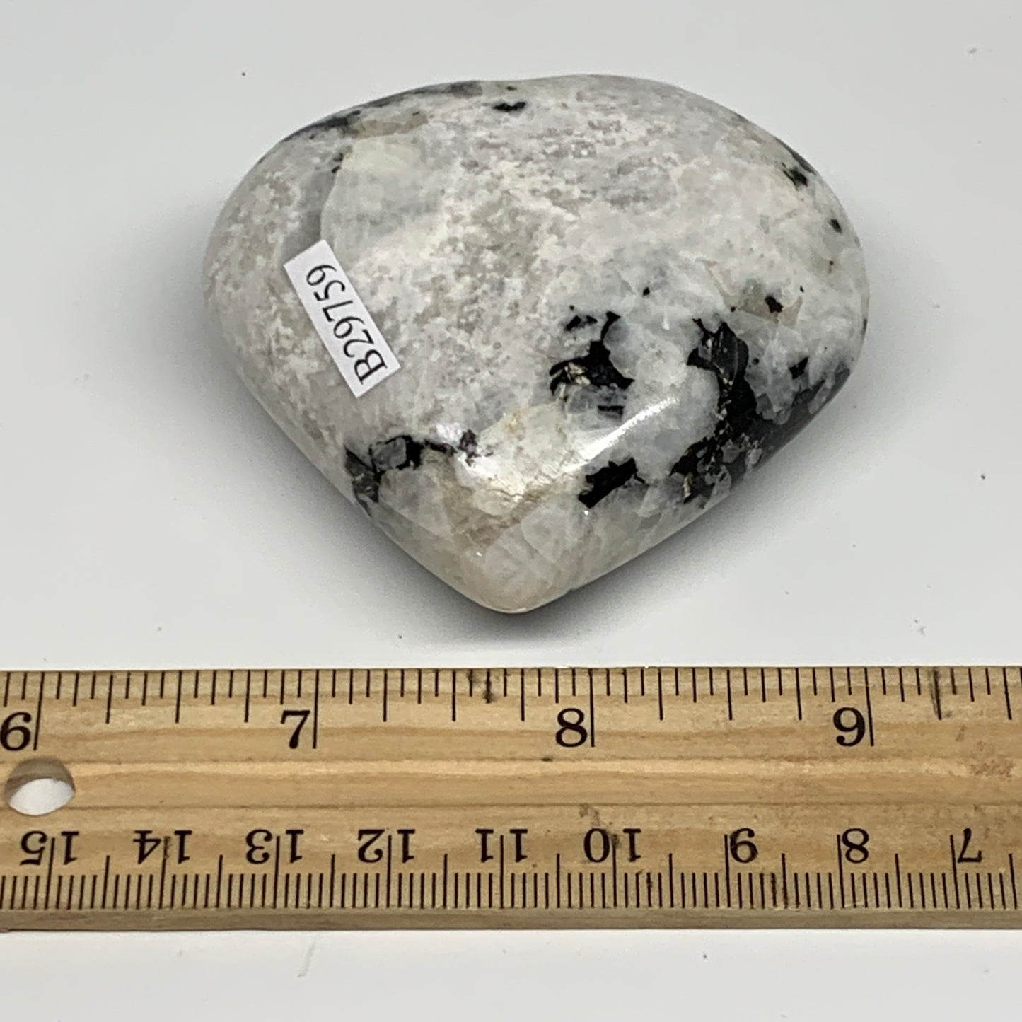 146.5g, 2.3"x2.6"x1", Rainbow Moonstone Heart Crystal Gemstone @India, B29759