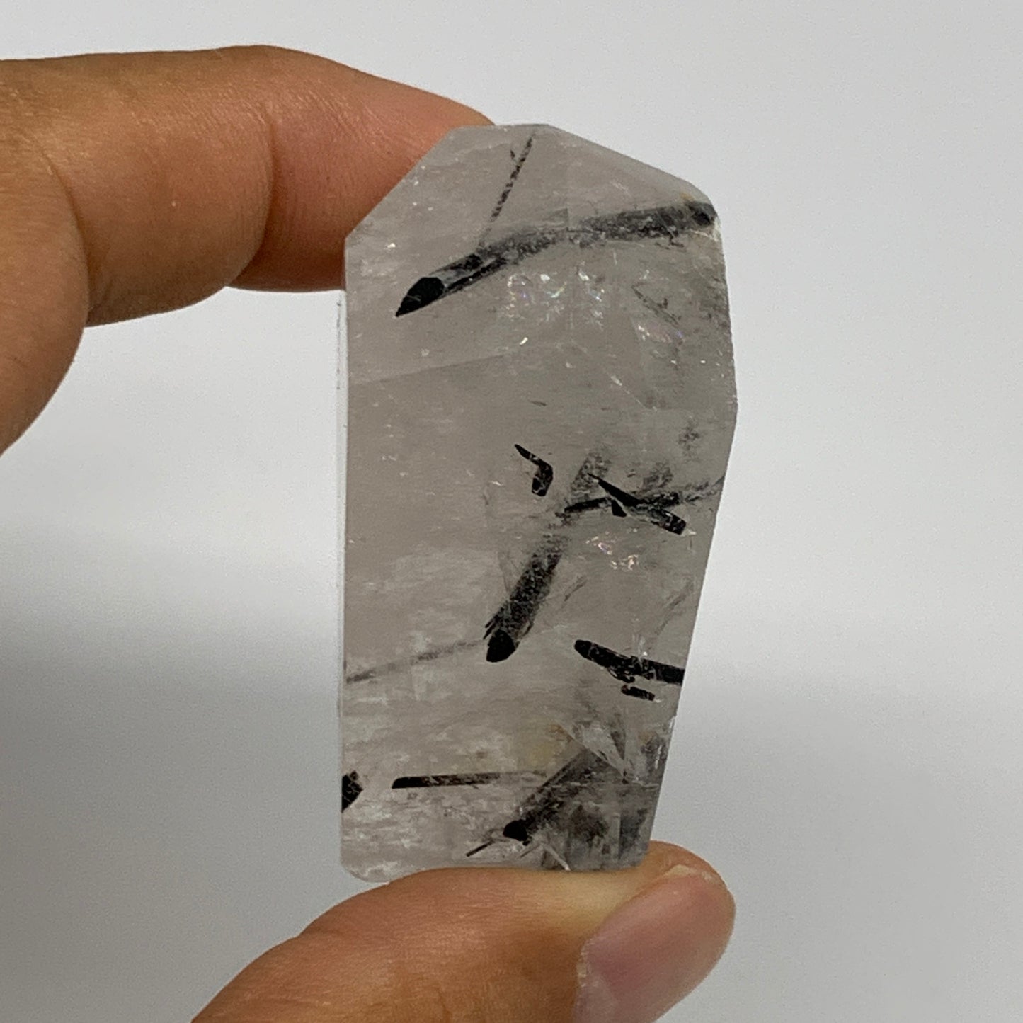 54.9g, 1.9"x1.4"x0.9", Black Tourmaline Rutile Quartz Crystal Chunk @Brazil,B274