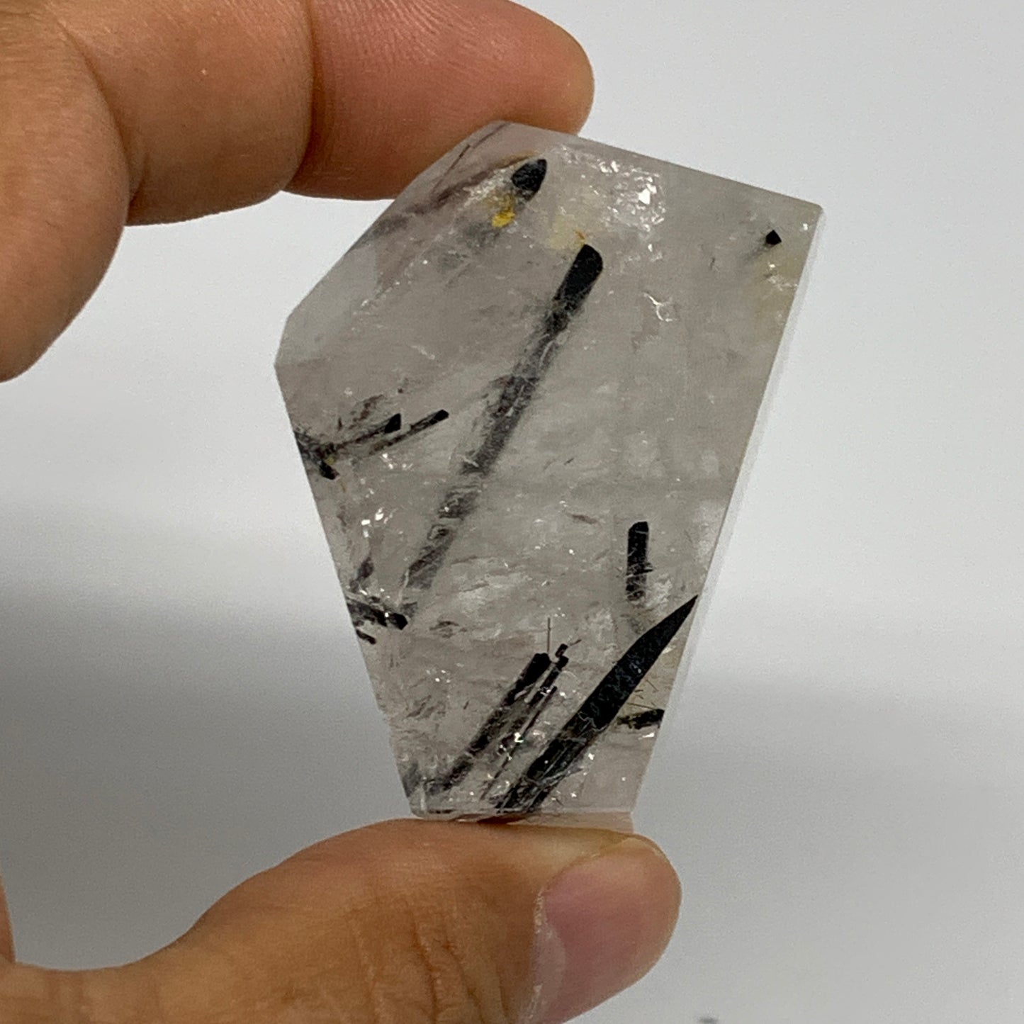 54.9g, 1.9"x1.4"x0.9", Black Tourmaline Rutile Quartz Crystal Chunk @Brazil,B274