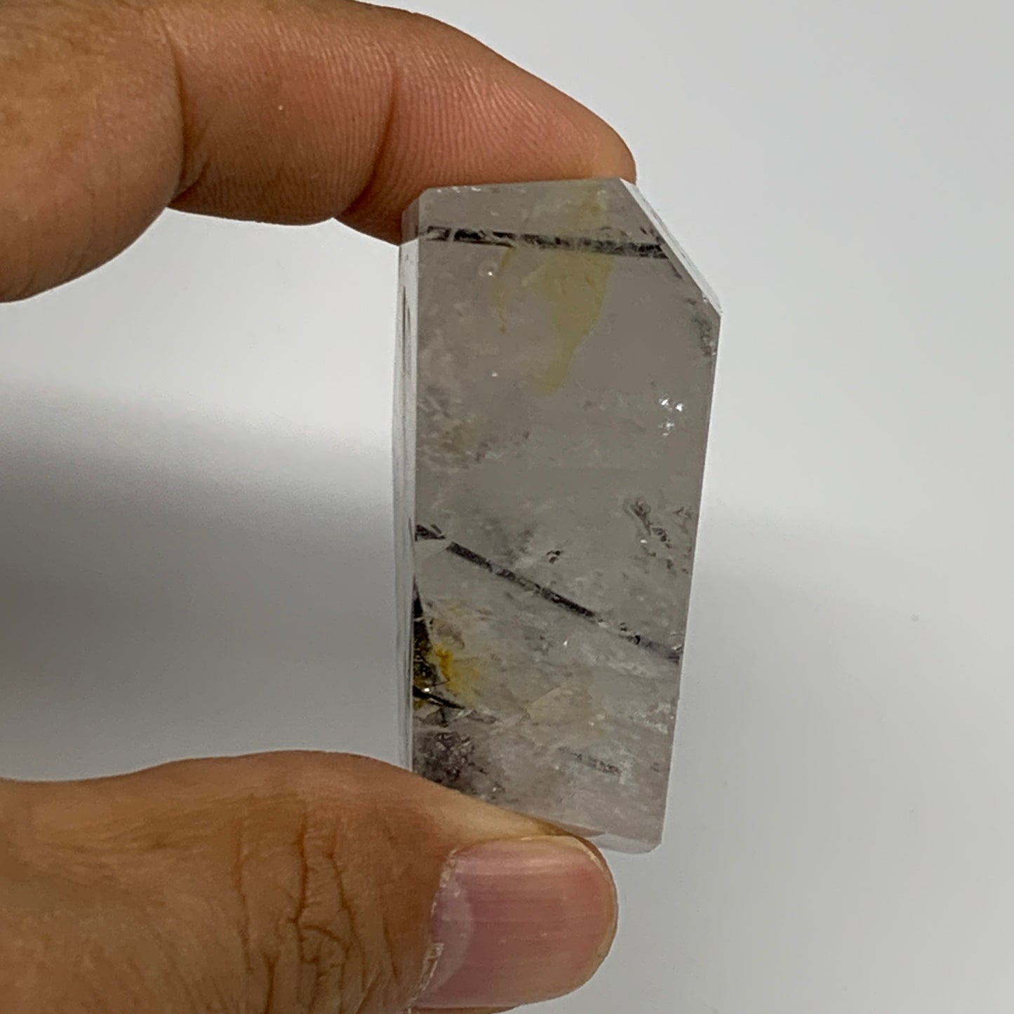 54.9g, 1.9"x1.4"x0.9", Black Tourmaline Rutile Quartz Crystal Chunk @Brazil,B274