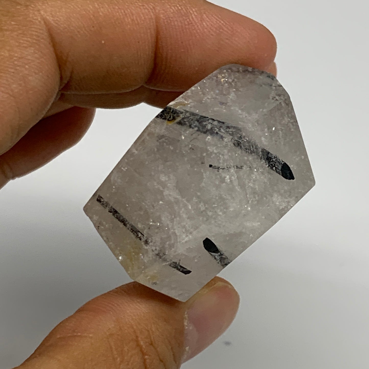 54.9g, 1.9"x1.4"x0.9", Black Tourmaline Rutile Quartz Crystal Chunk @Brazil,B274