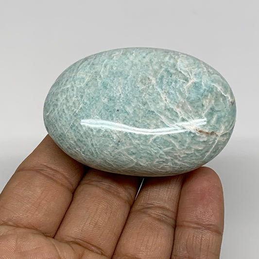 98.6g, 2.4"x1.8"x0.9", Natural Amazonite Palm-Stone Tumbled Polished, B34675