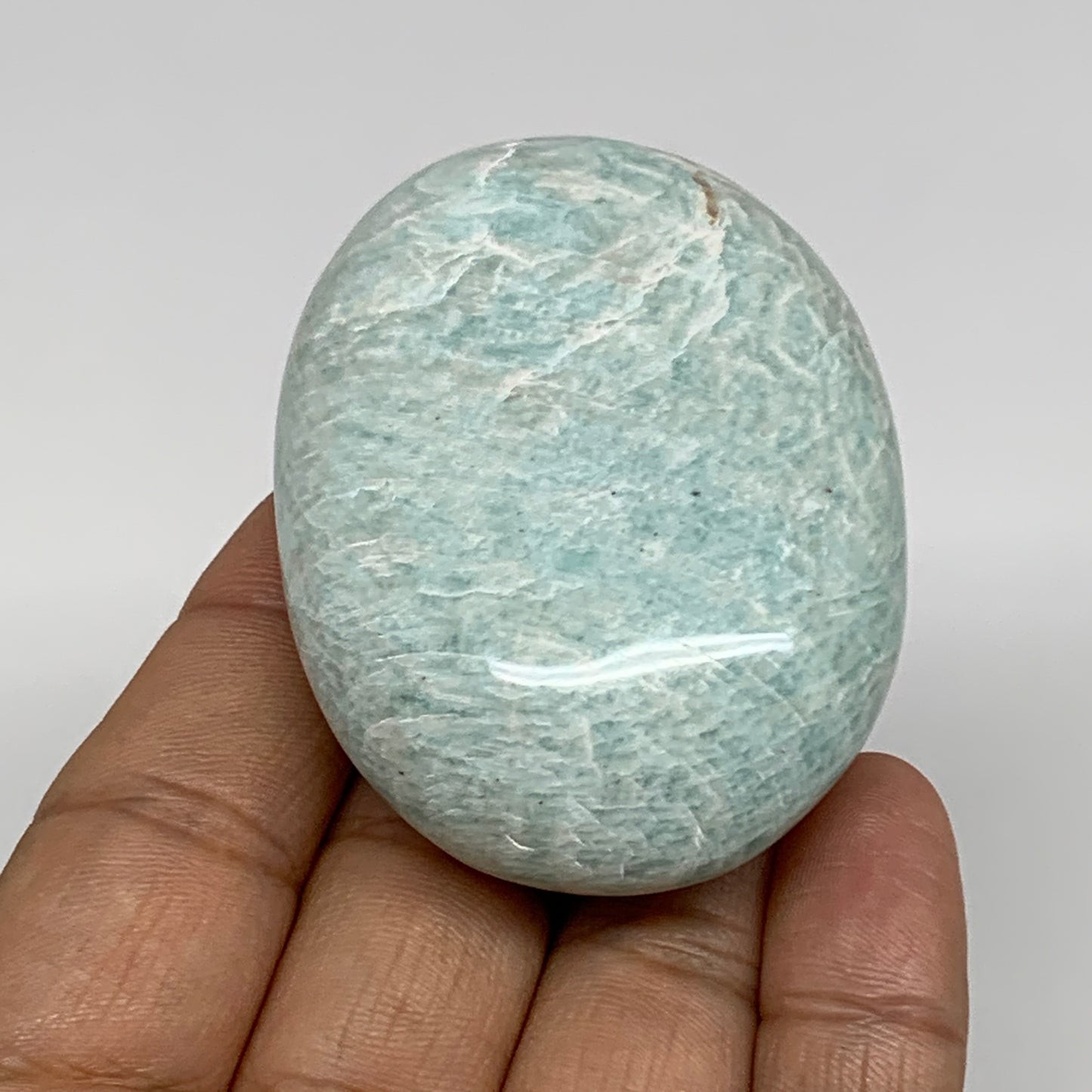 98.6g, 2.4"x1.8"x0.9", Natural Amazonite Palm-Stone Tumbled Polished, B34675