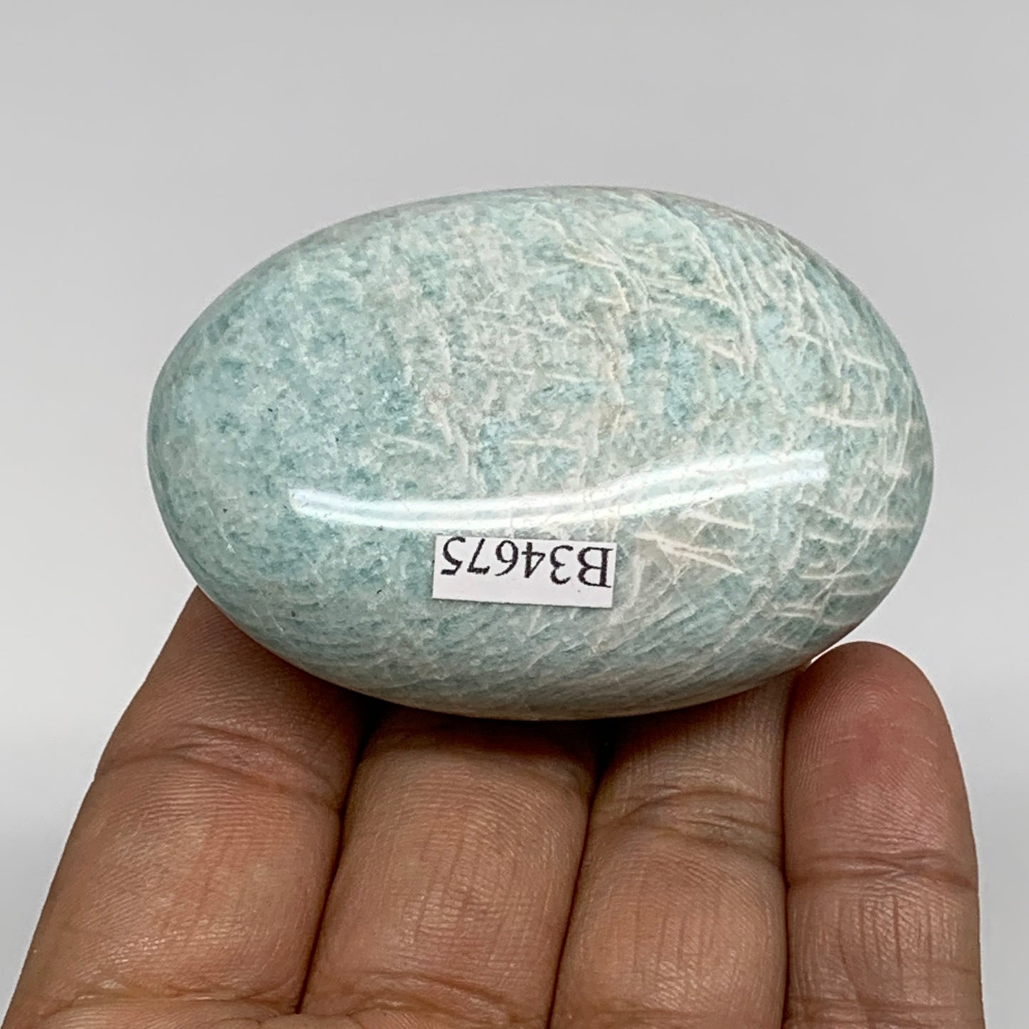 98.6g, 2.4"x1.8"x0.9", Natural Amazonite Palm-Stone Tumbled Polished, B34675