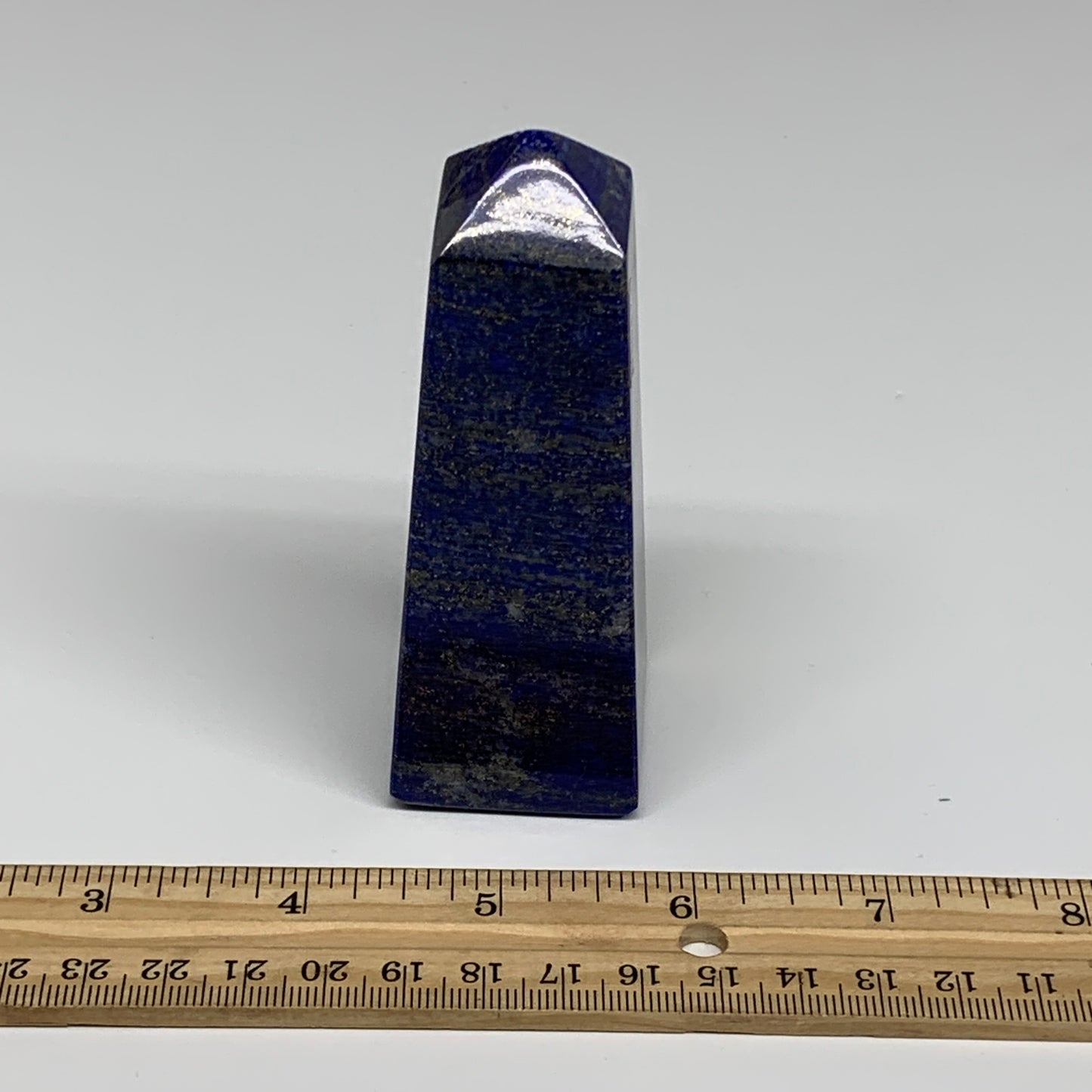 250.3g, 3.8"x1.3"x1.3", Natural Lapis Lazuli Tower Point Obelisk Afghanistan,B30