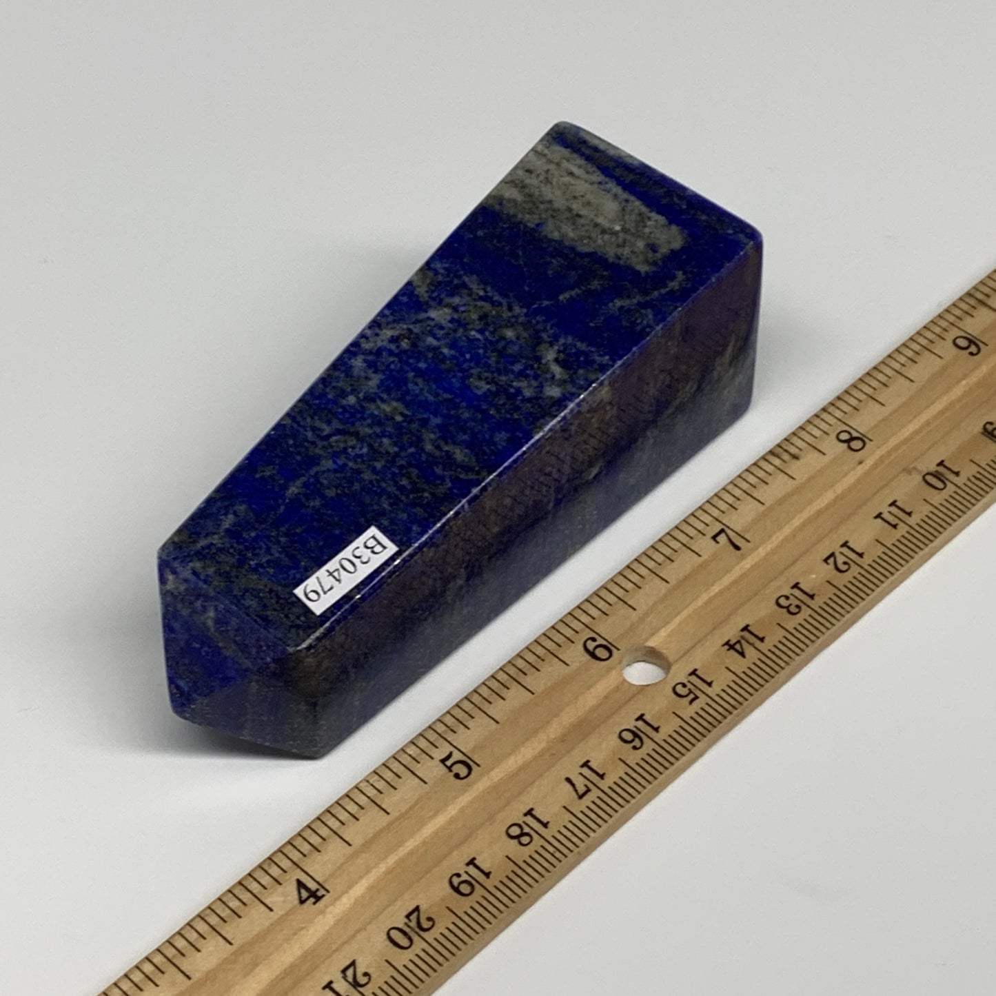 250.3g, 3.8"x1.3"x1.3", Natural Lapis Lazuli Tower Point Obelisk Afghanistan,B30