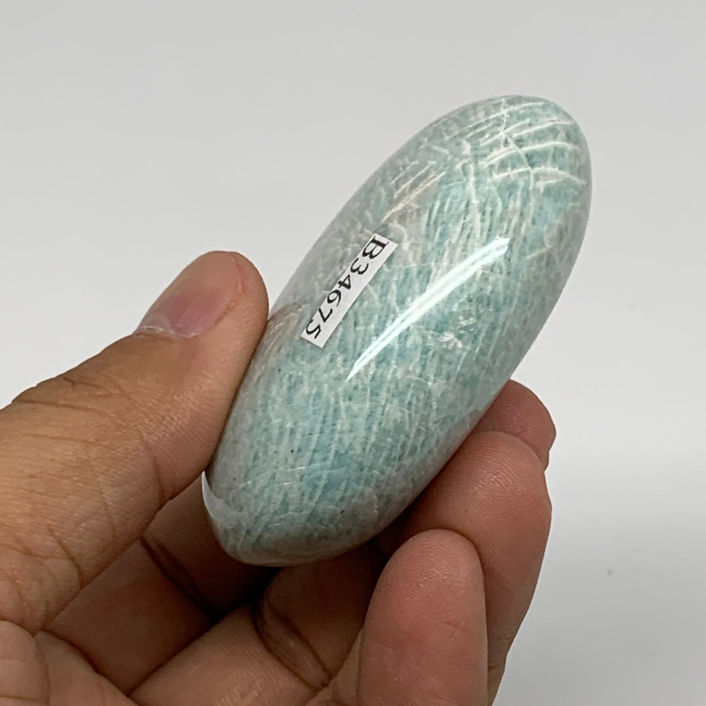 98.6g, 2.4"x1.8"x0.9", Natural Amazonite Palm-Stone Tumbled Polished, B34675