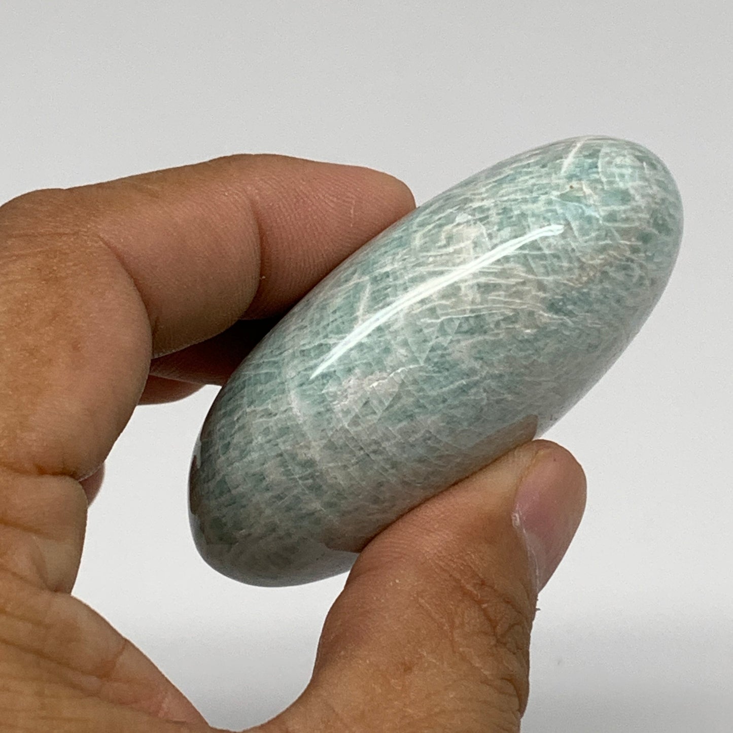 98.6g, 2.4"x1.8"x0.9", Natural Amazonite Palm-Stone Tumbled Polished, B34675