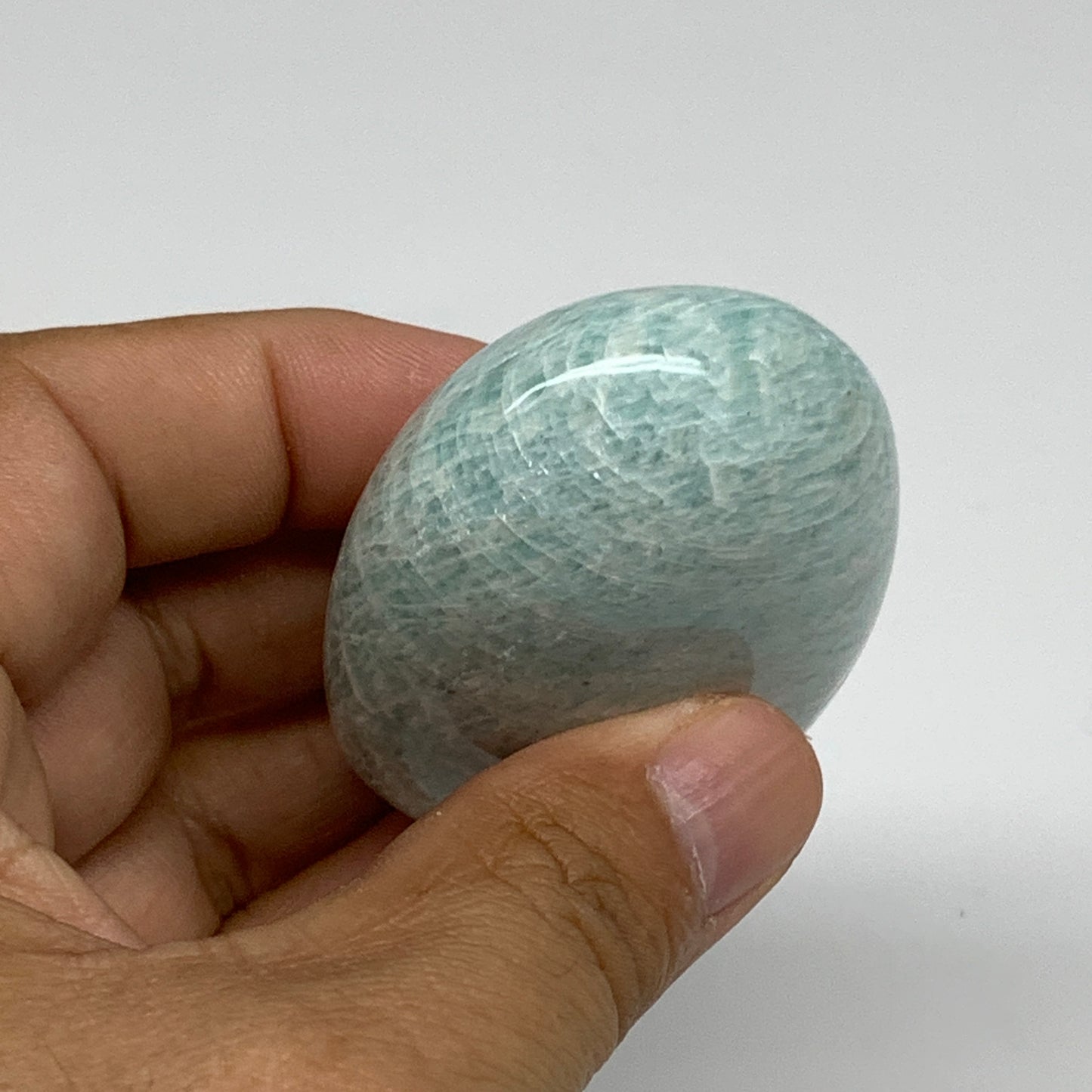 98.6g, 2.4"x1.8"x0.9", Natural Amazonite Palm-Stone Tumbled Polished, B34675