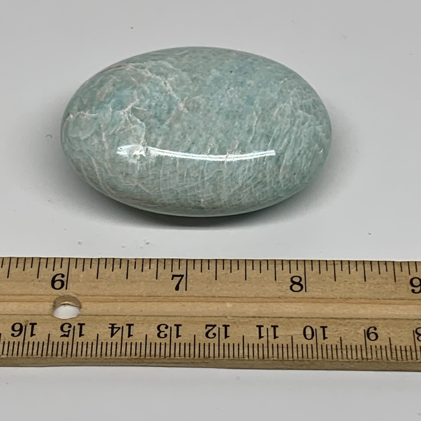 98.6g, 2.4"x1.8"x0.9", Natural Amazonite Palm-Stone Tumbled Polished, B34675