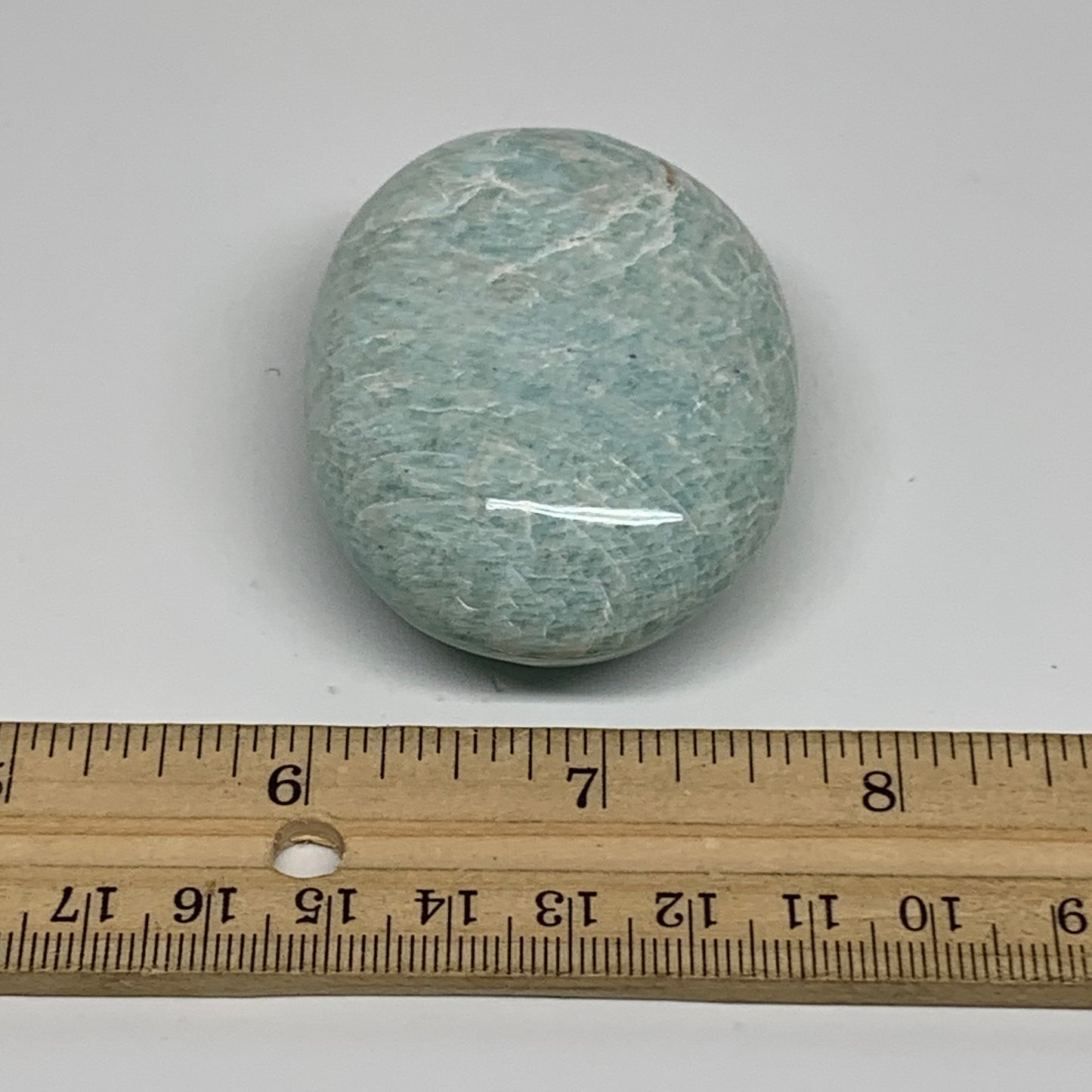 98.6g, 2.4"x1.8"x0.9", Natural Amazonite Palm-Stone Tumbled Polished, B34675