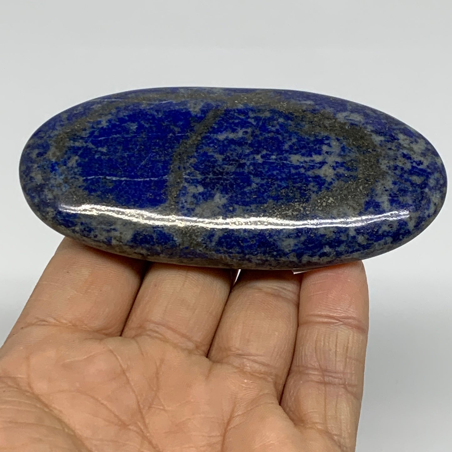 113.9g, 2.6"x1.7"x0.6", Natural Lapis Lazuli Palm Stone @Afghanistan, B36827