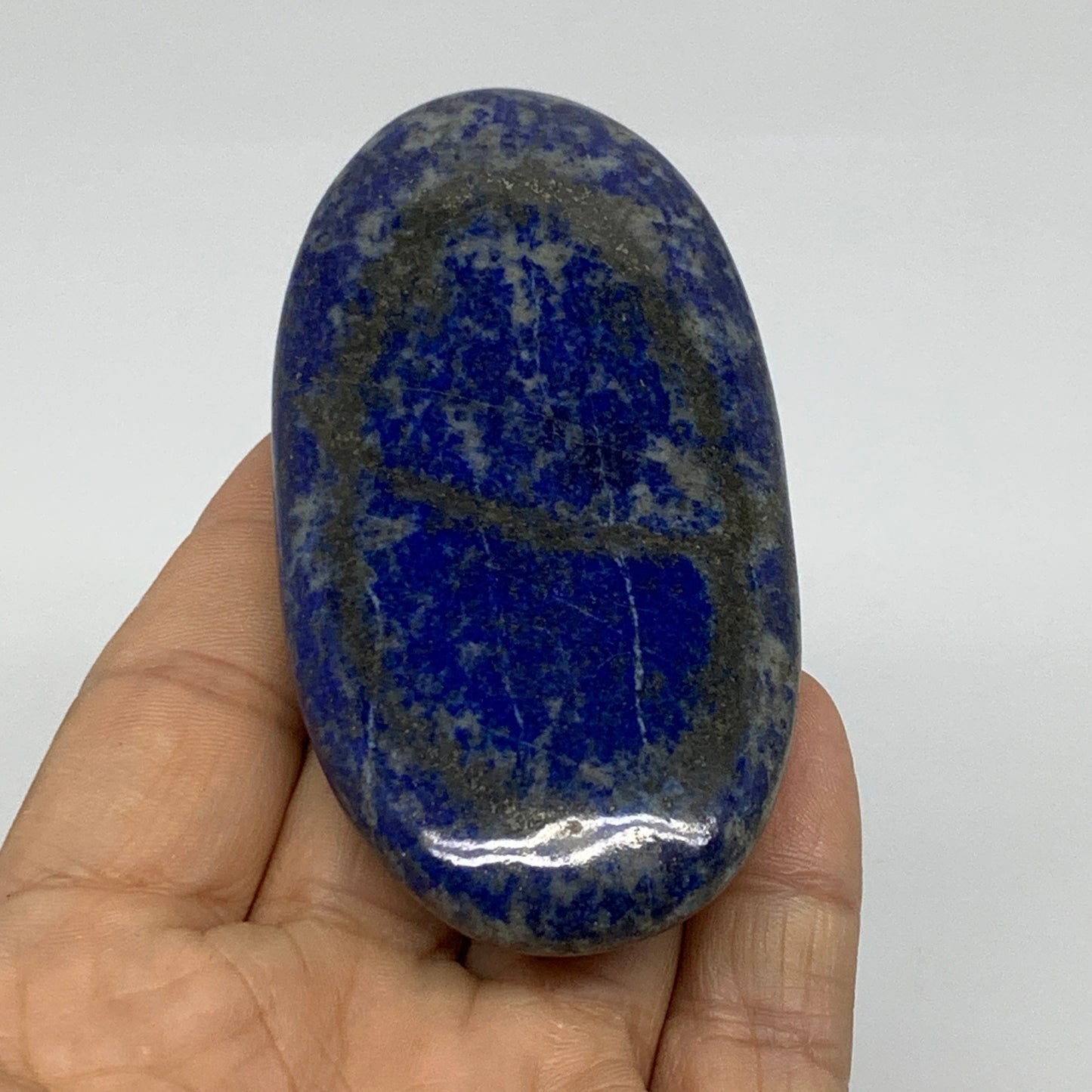 113.9g, 2.6"x1.7"x0.6", Natural Lapis Lazuli Palm Stone @Afghanistan, B36827