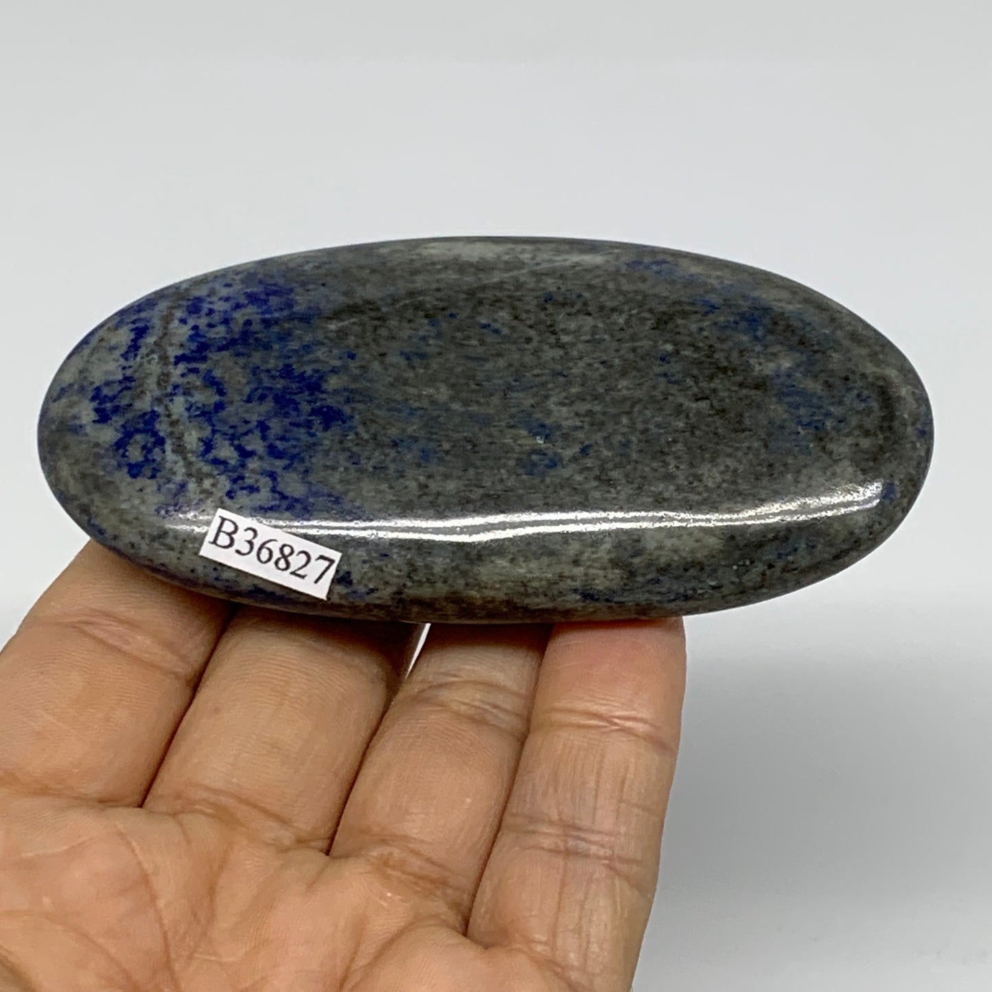113.9g, 2.6"x1.7"x0.6", Natural Lapis Lazuli Palm Stone @Afghanistan, B36827