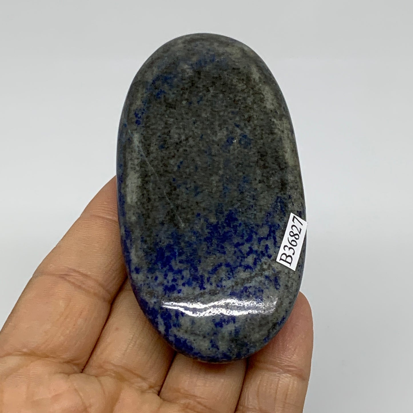 113.9g, 2.6"x1.7"x0.6", Natural Lapis Lazuli Palm Stone @Afghanistan, B36827