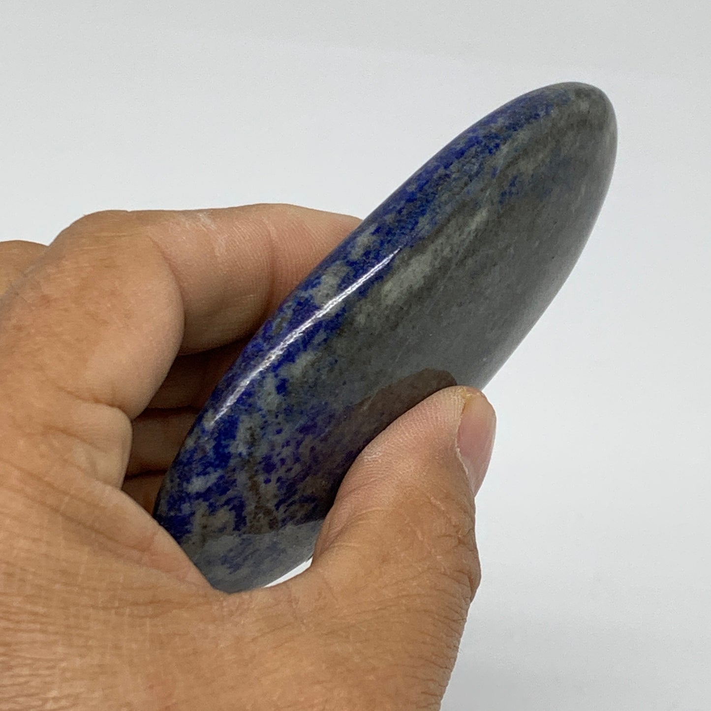 113.9g, 2.6"x1.7"x0.6", Natural Lapis Lazuli Palm Stone @Afghanistan, B36827