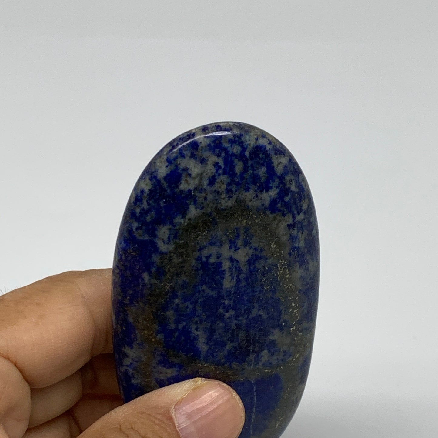 113.9g, 2.6"x1.7"x0.6", Natural Lapis Lazuli Palm Stone @Afghanistan, B36827