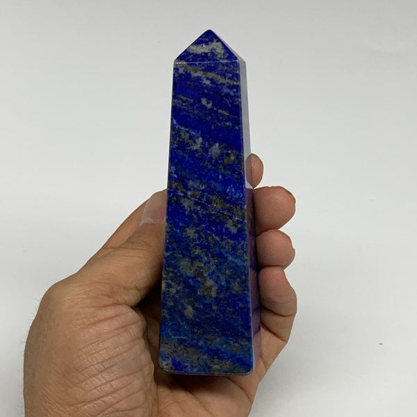 248.7g, 4.5"x1.2"x1.2", Natural Lapis Lazuli Tower Point Obelisk Afghanistan,B30
